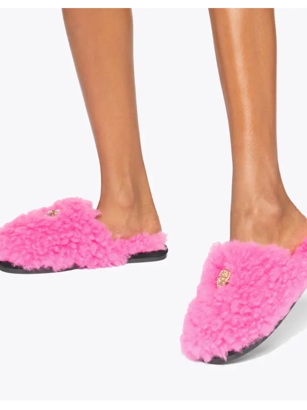 Kurt Geiger Slippers Fuchsia Borg Faux Fur